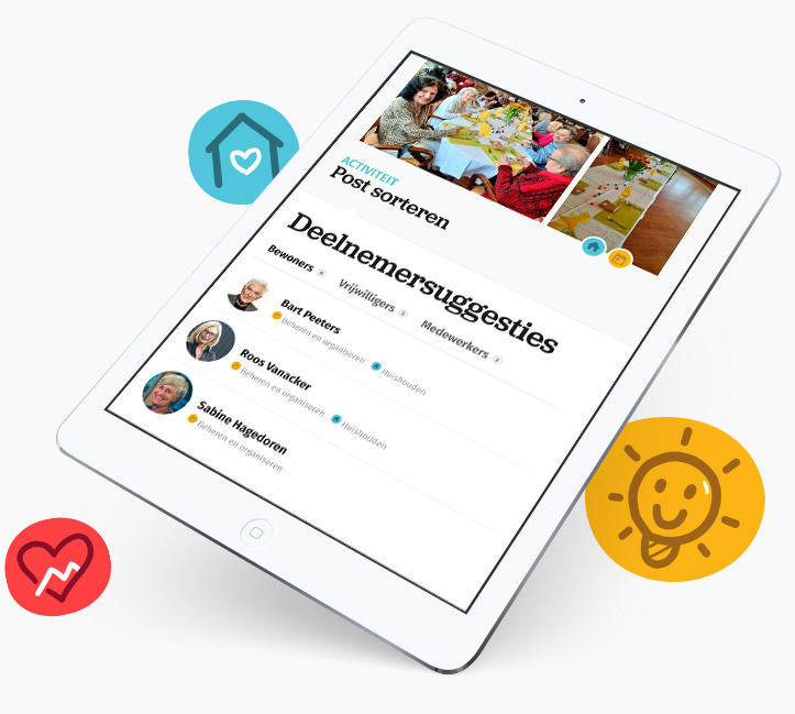 Tablet met voorbeeld van Soulcenter app